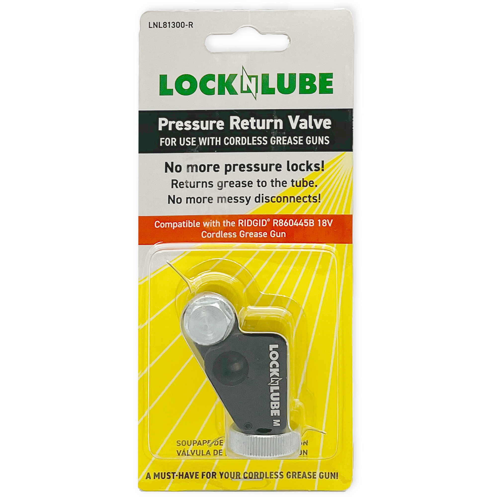 LockNLube Pressure Return Valve for Ridgid Cordless Grease Guns - Model LNL81300-R